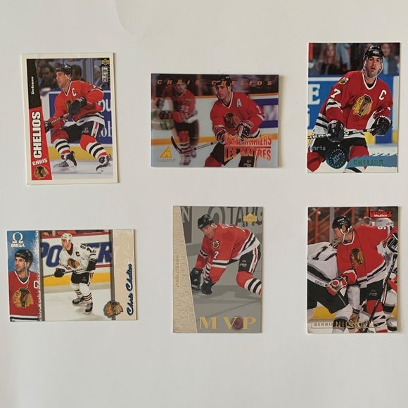 Chicago Blackhawks Vintage NHL Hockey Cards - Lot of 17 w/ Chelios, Roenick - Picture 4 of 10